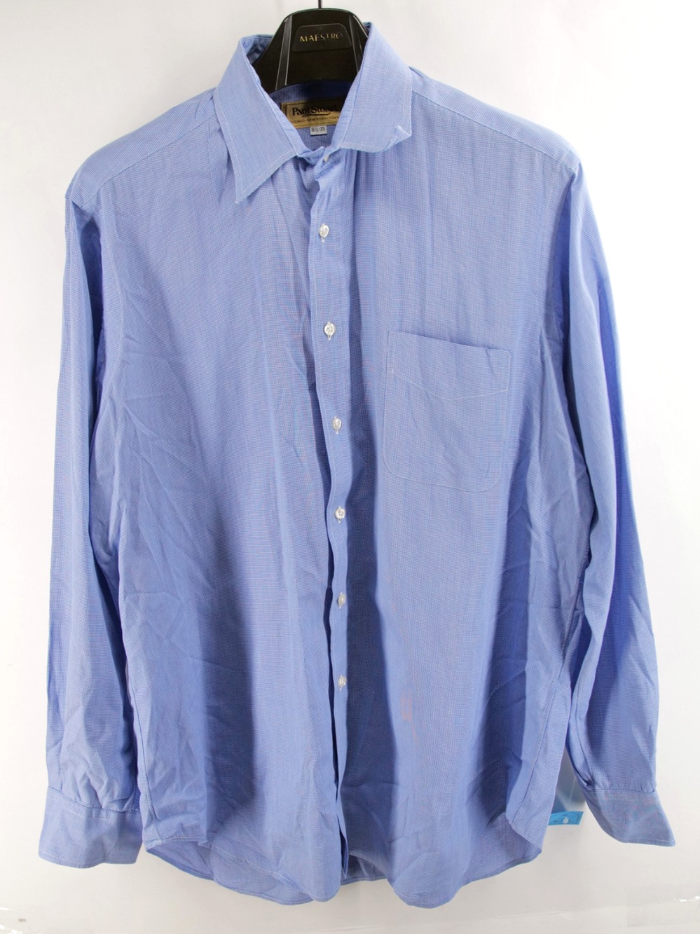 Paul Stuart Shirt Mens 16.5 33 Button up Blue Check Long Sleeve Made In The USA